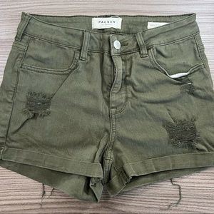 Military Green High Waisted Shorts